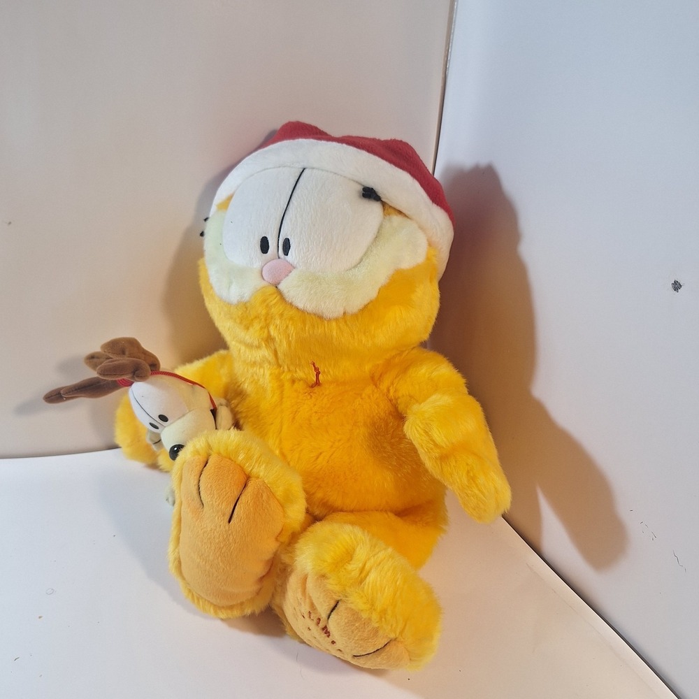 Garfield Cat & Odie Plush 25 Year Limited Edition 18" Christmas Santa Mint Big